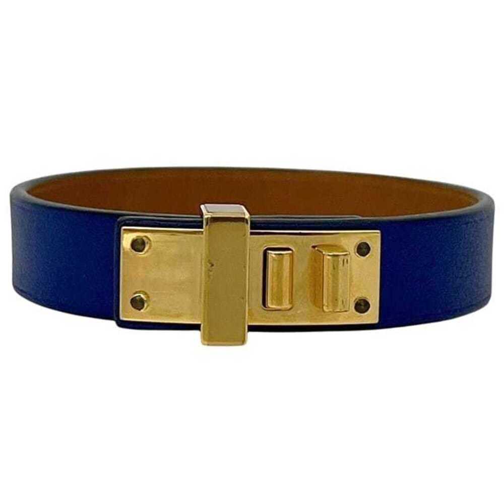 HERMES Blue Leather Charm Bracelet